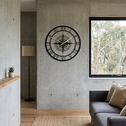 Roman Numeral Compass Wall Clock