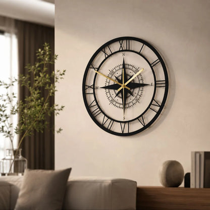 Elara Haus Wall Clock - Durable Plastic Nautical Compass Design 7