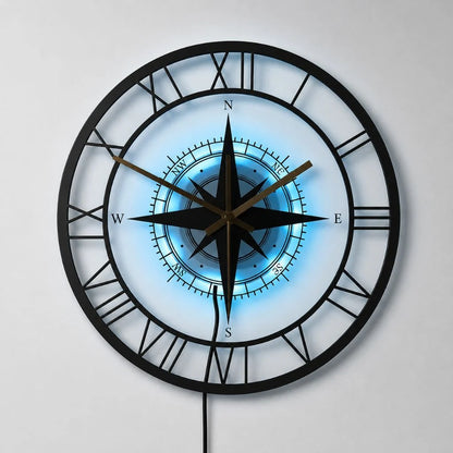 Elara Haus Wall Clock - Durable Plastic Nautical Compass Design 8