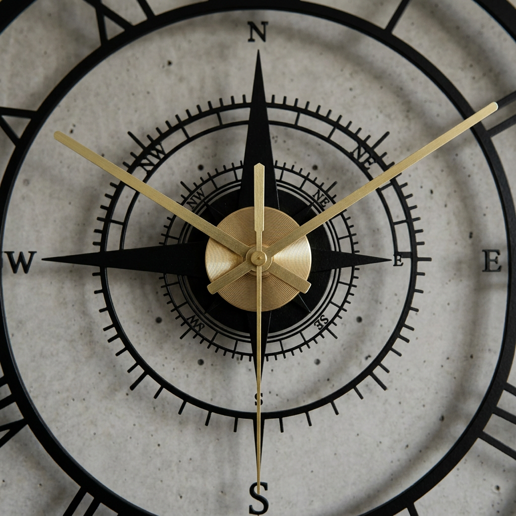 Roman Numeral Compass Wall Clock