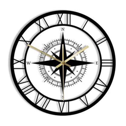 Elara Haus Wall Clock - Durable Plastic Nautical Compass Design 0