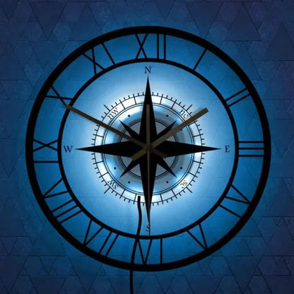 Elara Haus Wall Clock - Durable Plastic Nautical Compass Design 1