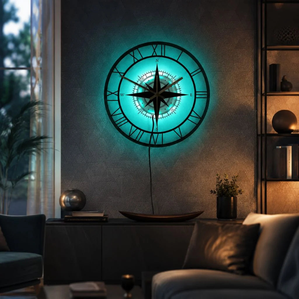 Elara Haus Wall Clock - Durable Plastic Nautical Compass Design 3