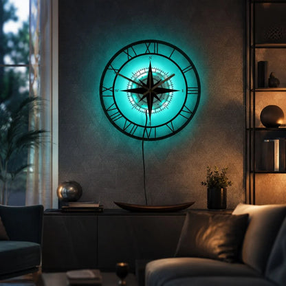 Elara Haus Wall Clock - Durable Plastic Nautical Compass Design 3