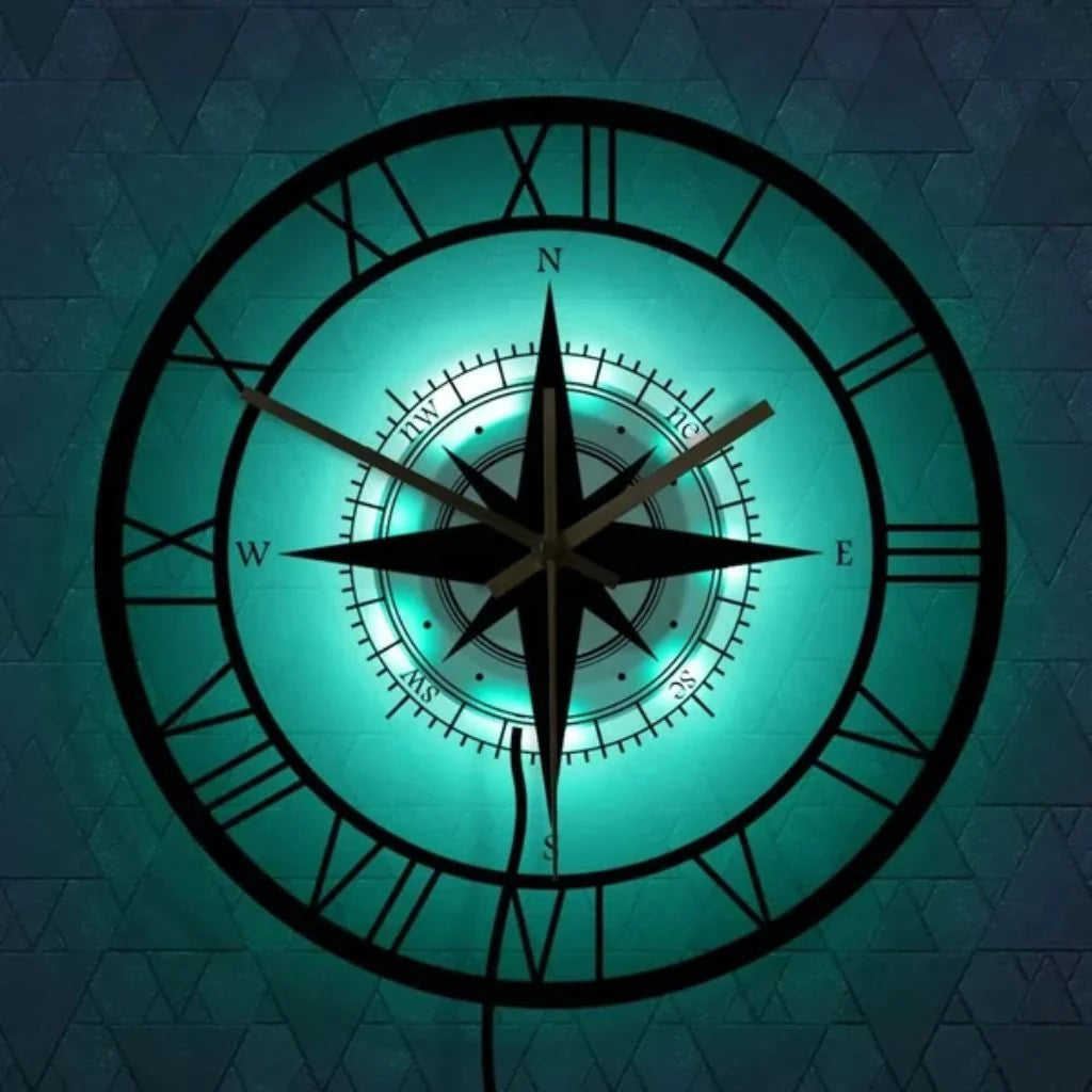 Elara Haus Wall Clock - Durable Plastic Nautical Compass Design 4