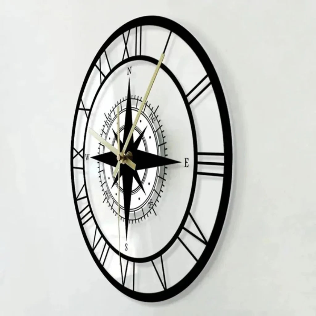 Elara Haus Wall Clock - Durable Plastic Nautical Compass Design 6