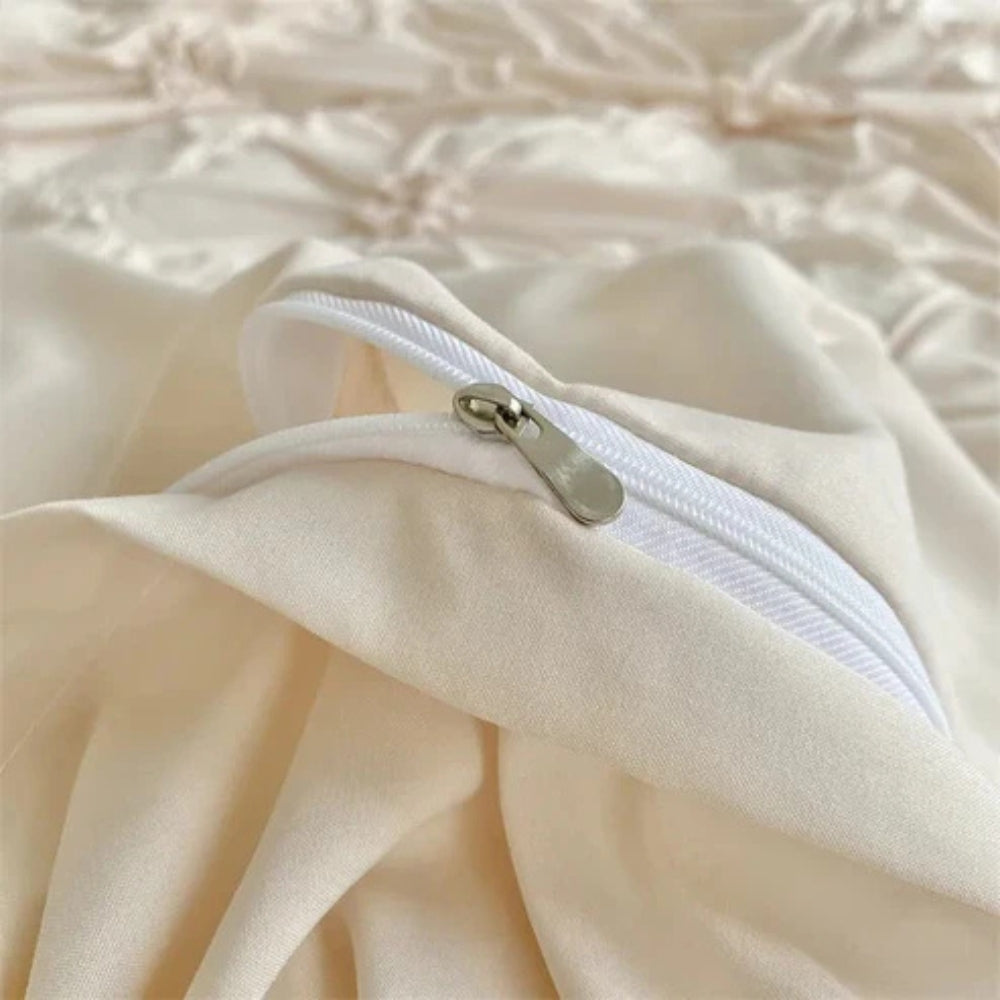 Ruffle Flower Textured Quilt Cover Set - Pinch Pleat