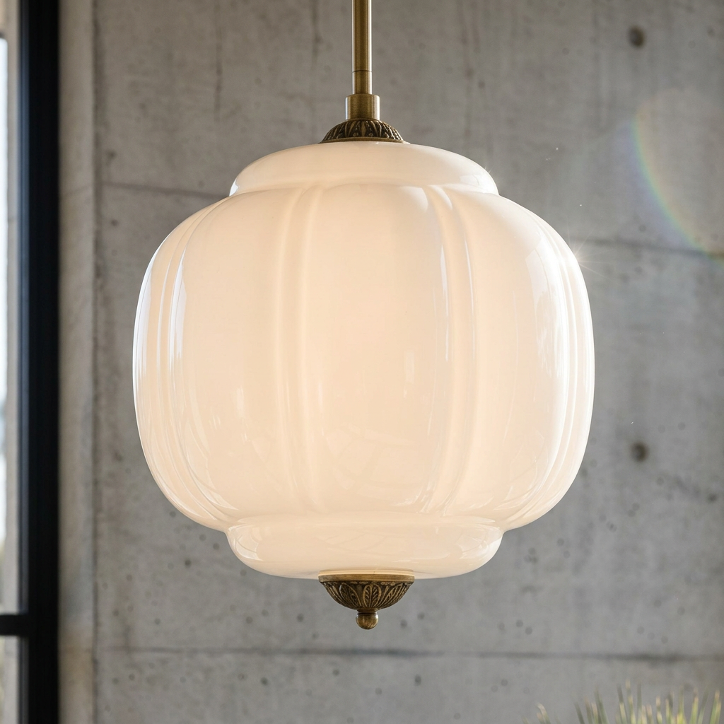 Scalloped Glass Lantern Pendant Light