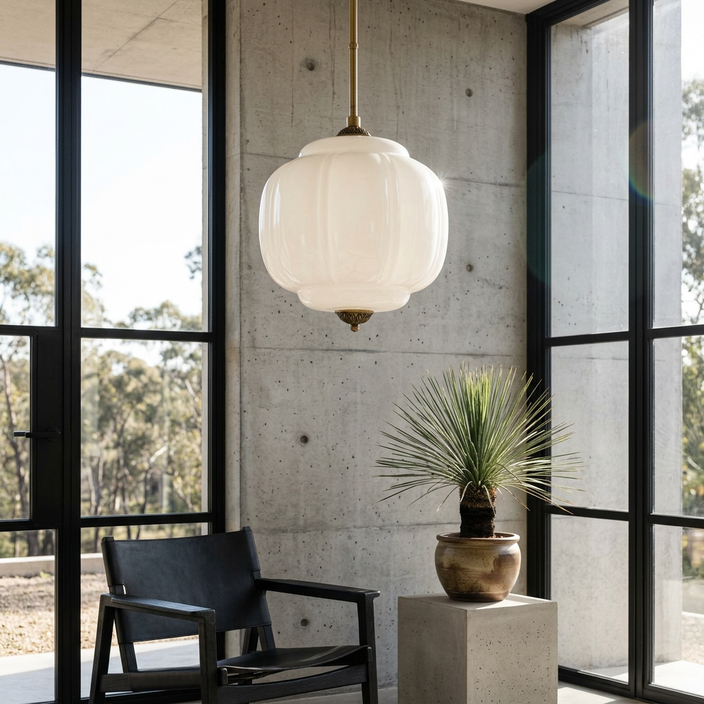 Scalloped Glass Lantern Pendant Light