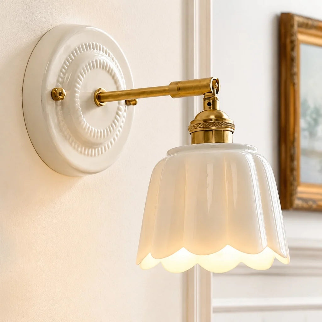 Lior Vintage Flower Ceramic Wall Sconce 0