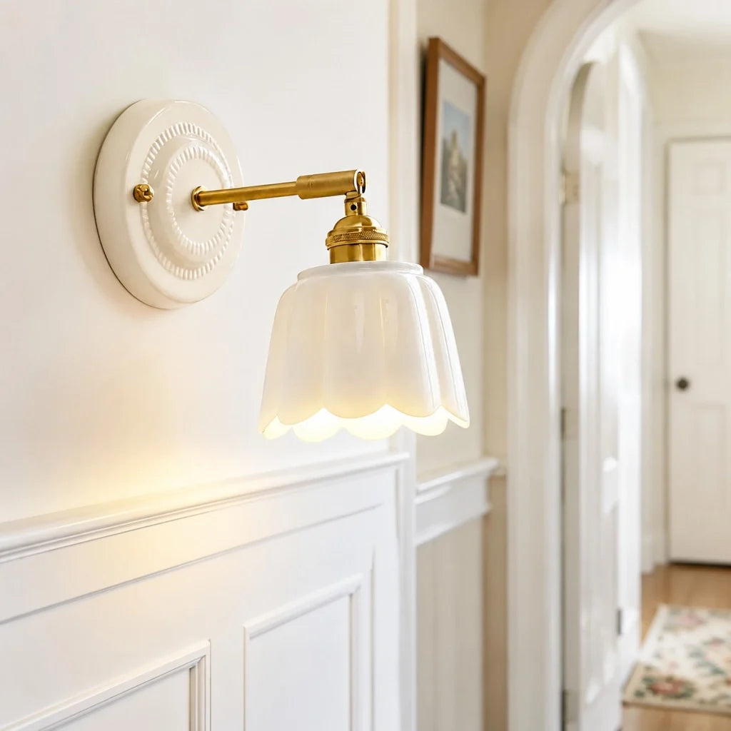 Lior Vintage Flower Ceramic Wall Sconce 1
