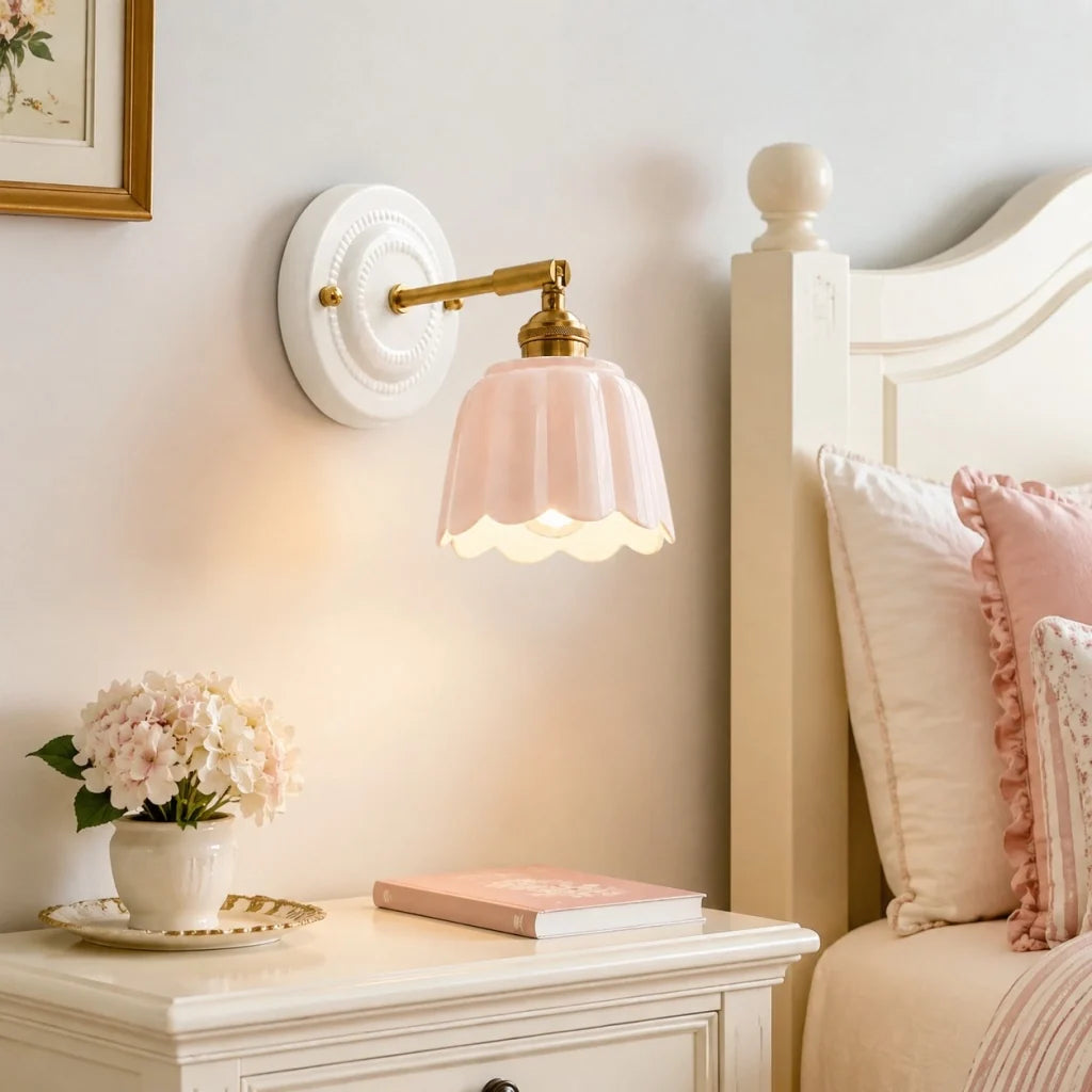 Lior Vintage Flower Ceramic Wall Sconce 2