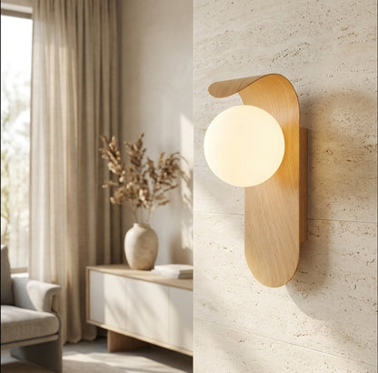 Scandinavian Wood & Globe Wall Sconce