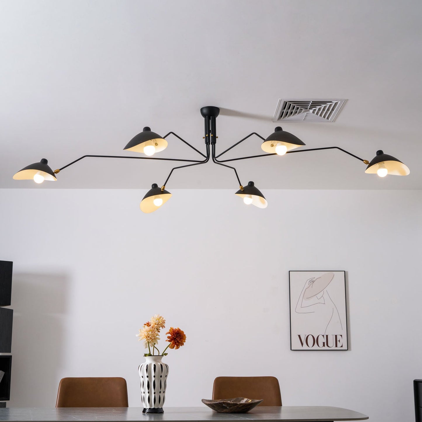 Sculptural Multi-Arm Ceiling Light Fixture