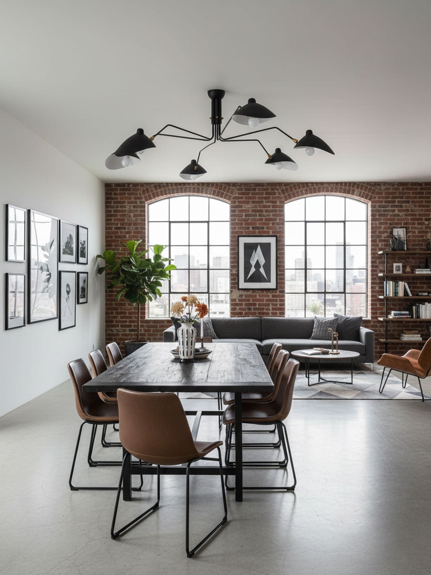 Sculptural Multi-Arm Ceiling Light Fixture