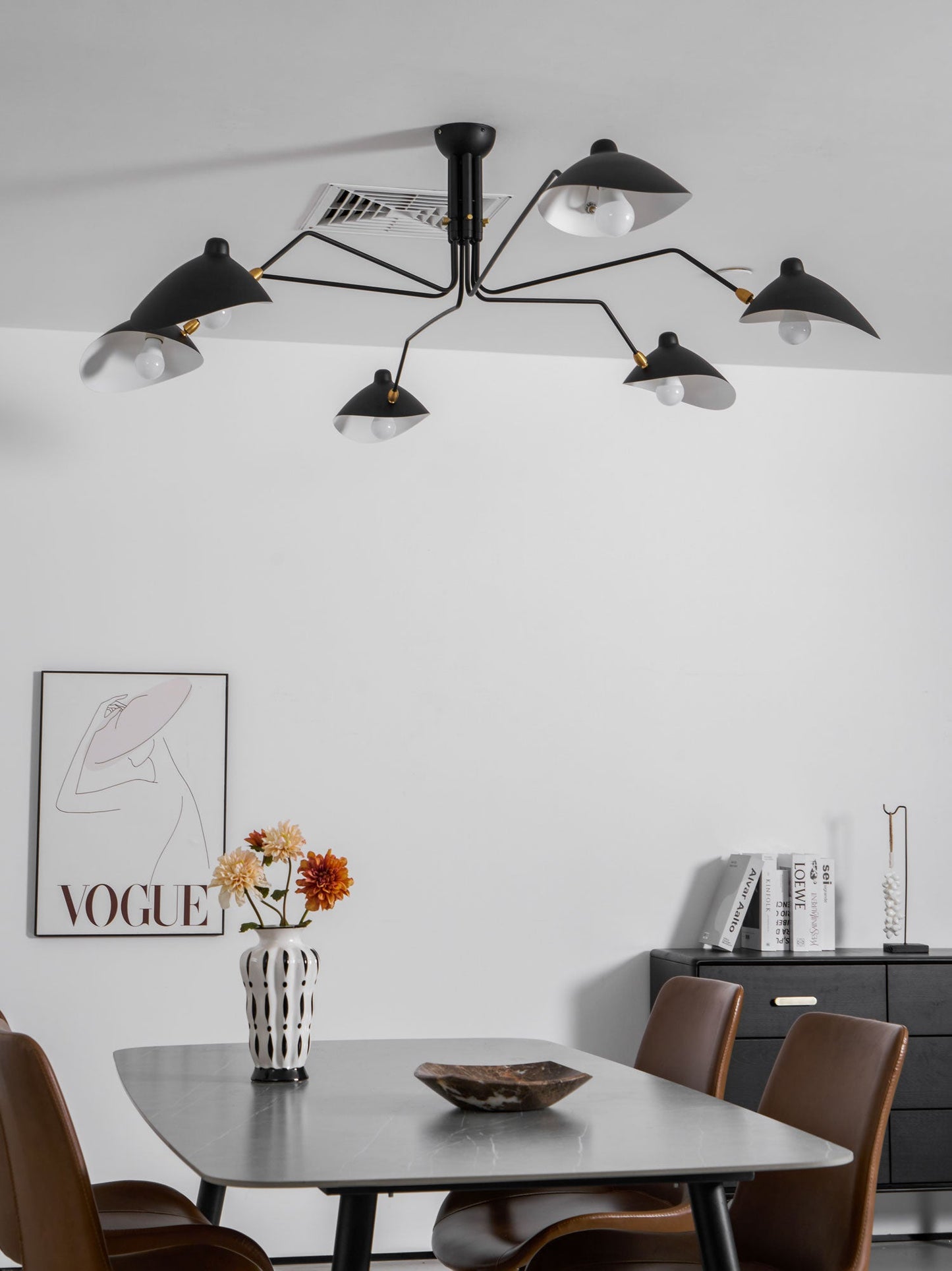 Sculptural Multi-Arm Ceiling Light Fixture