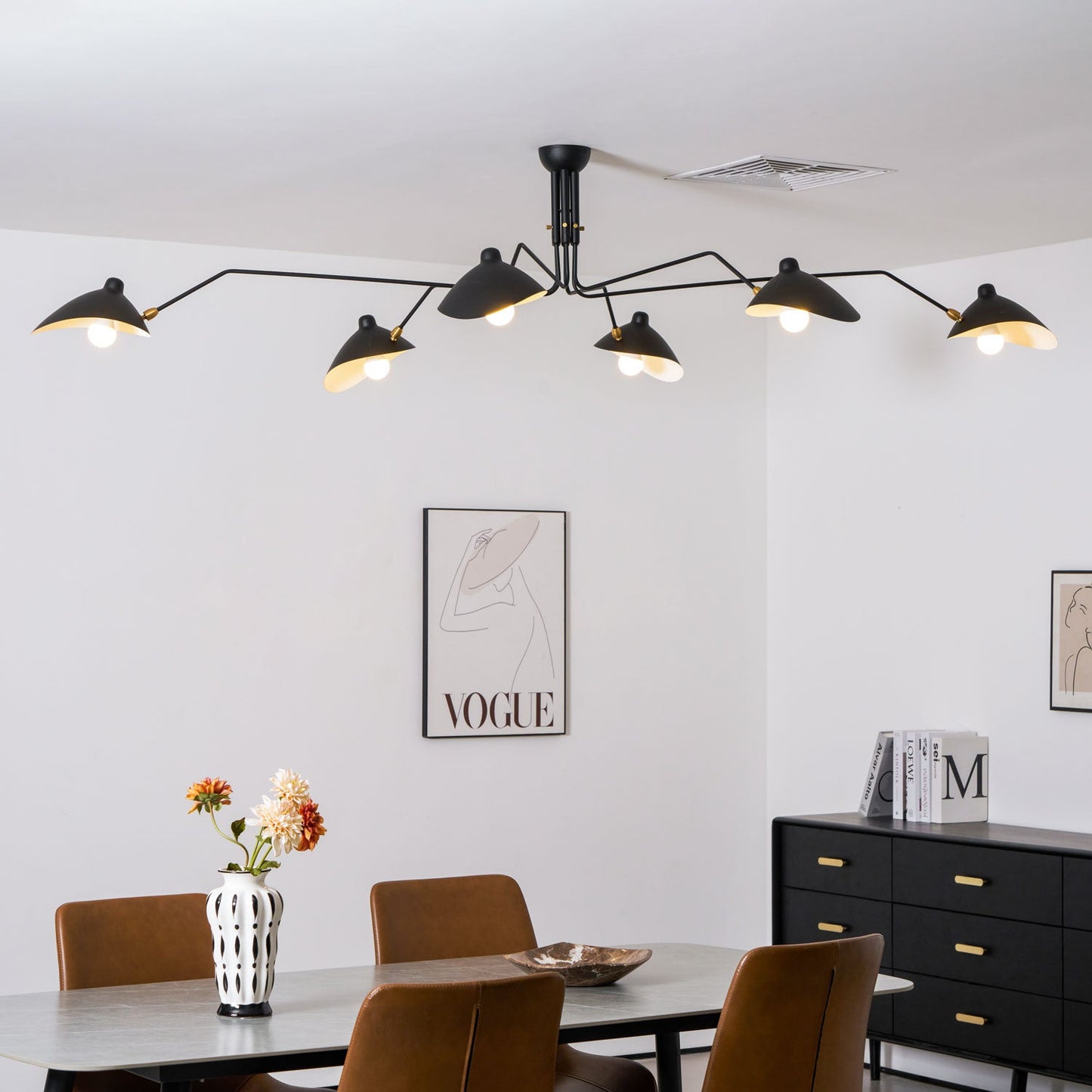 Sculptural Multi-Arm Ceiling Light Fixture