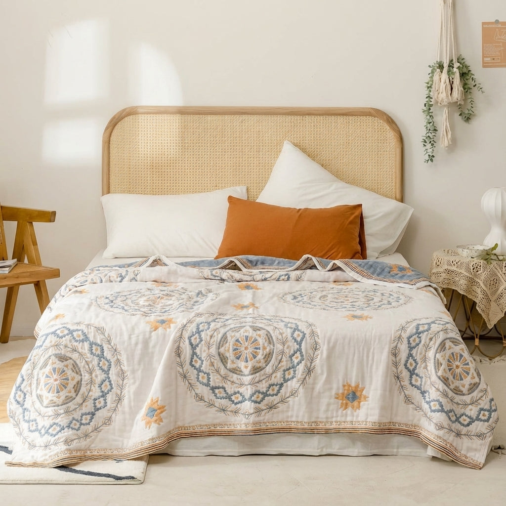 Serene Mandala Pattern Throw - 100% Cotton