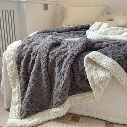 Snuggle Reversible Sherpa Fleece Throw Blanket