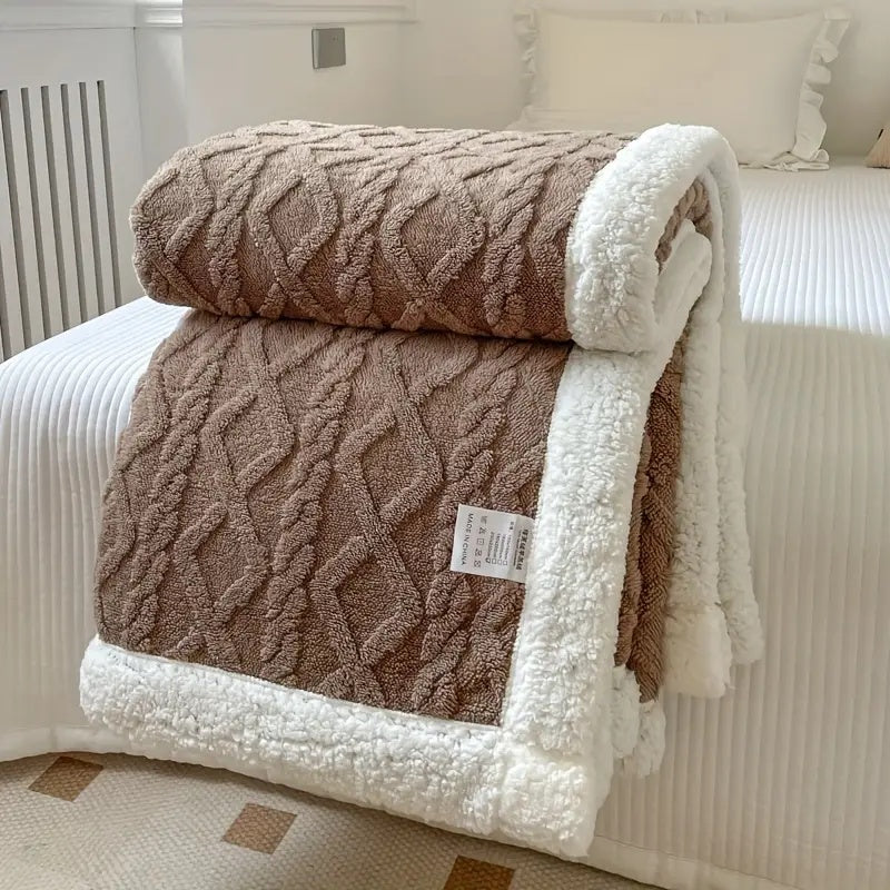 Snuggle Reversible Sherpa Fleece Throw Blanket