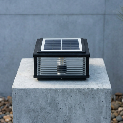 Solar Post Cap Light with Louvered Panels