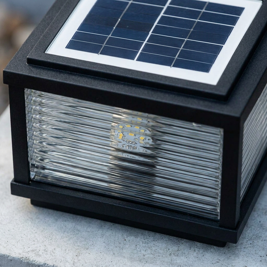 Solar Post Cap Light with Louvered Panels