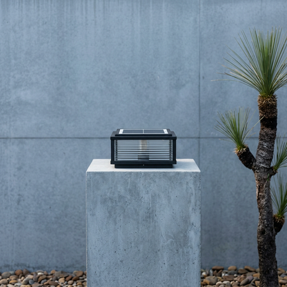 Solar Post Cap Light with Louvered Panels