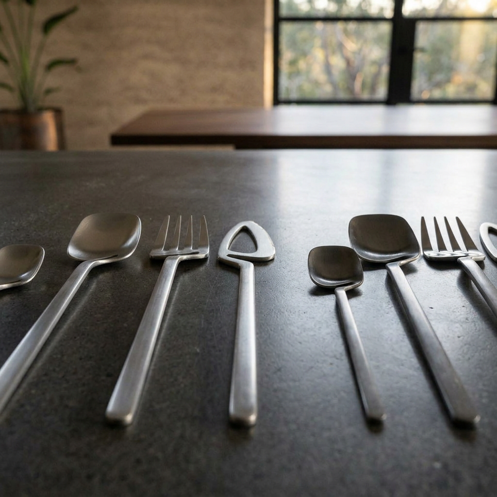 Stainless Steel Cutlery Set with Cutout Handles
