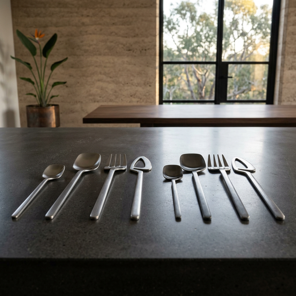 Stainless Steel Cutlery Set with Cutout Handles