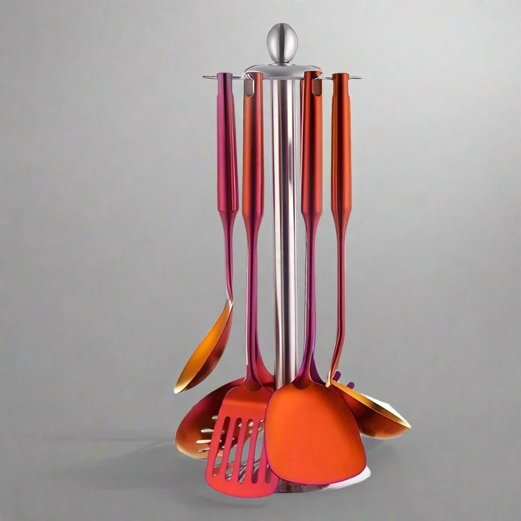 Elara Haus Cooking Utensils Set - Stainless Steel Vibrant Finish 0