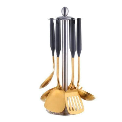 Elara Haus Cooking Utensils Set - Stainless Steel Vibrant Finish 9