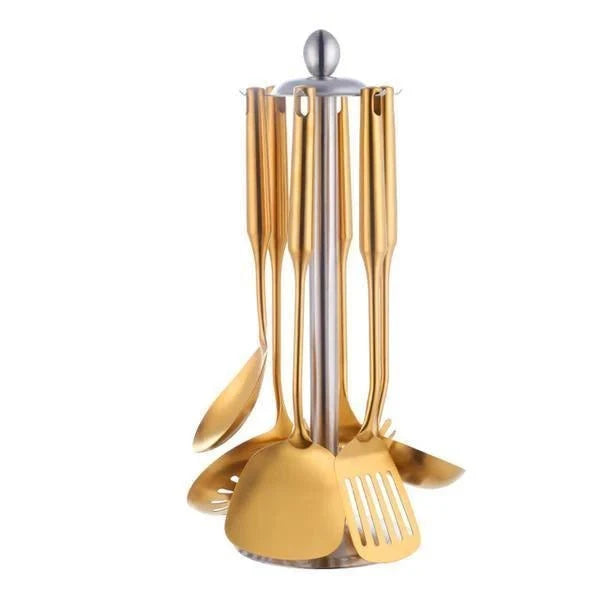 Elara Haus Cooking Utensils Set - Stainless Steel Vibrant Finish 10