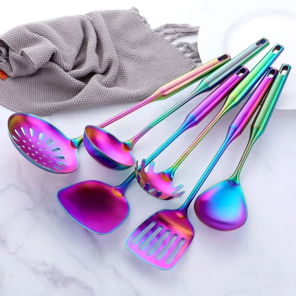 Elara Haus Cooking Utensils Set - Stainless Steel Vibrant Finish 2