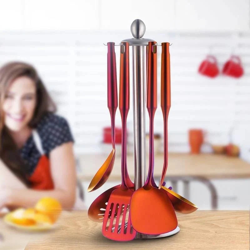 Elara Haus Cooking Utensils Set - Stainless Steel Vibrant Finish 3