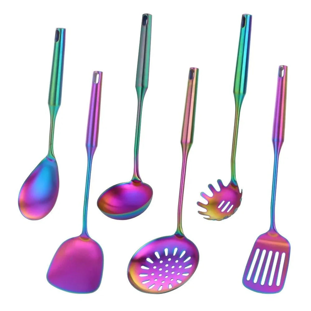 Elara Haus Cooking Utensils Set - Stainless Steel Vibrant Finish 7