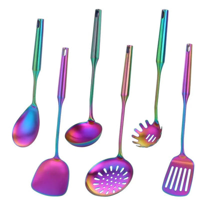 Elara Haus Cooking Utensils Set - Stainless Steel Vibrant Finish 7