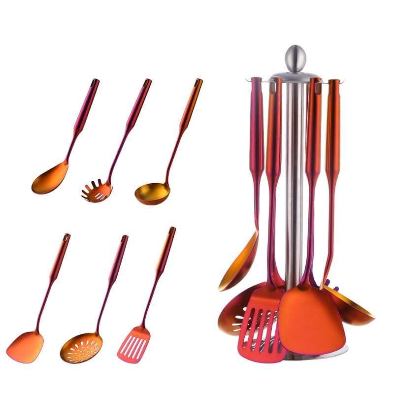 Elara Haus Cooking Utensils Set - Stainless Steel Vibrant Finish 8