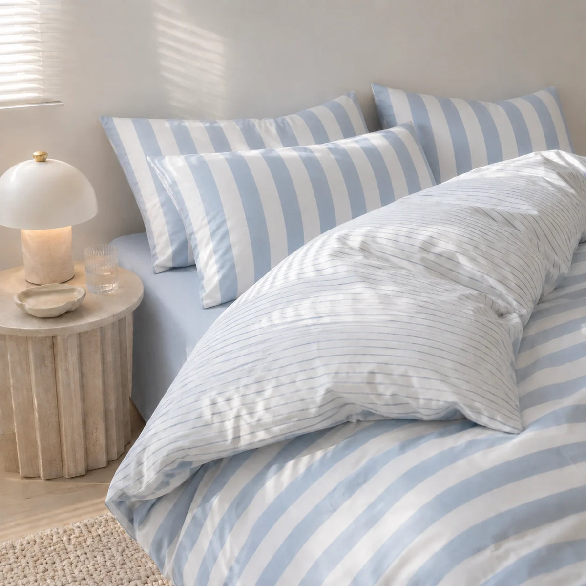 Elara Haus Noosa Striped Bedding Set - Cotton Blend Doona Cover & Pillowcases 6