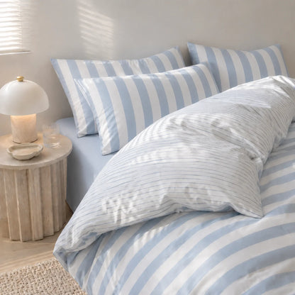 Elara Haus Noosa Striped Bedding Set - Cotton Blend Doona Cover & Pillowcases 6