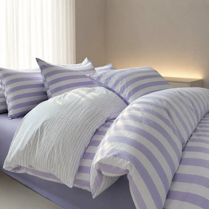 Elara Haus Noosa Striped Bedding Set - Cotton Blend Doona Cover & Pillowcases 7