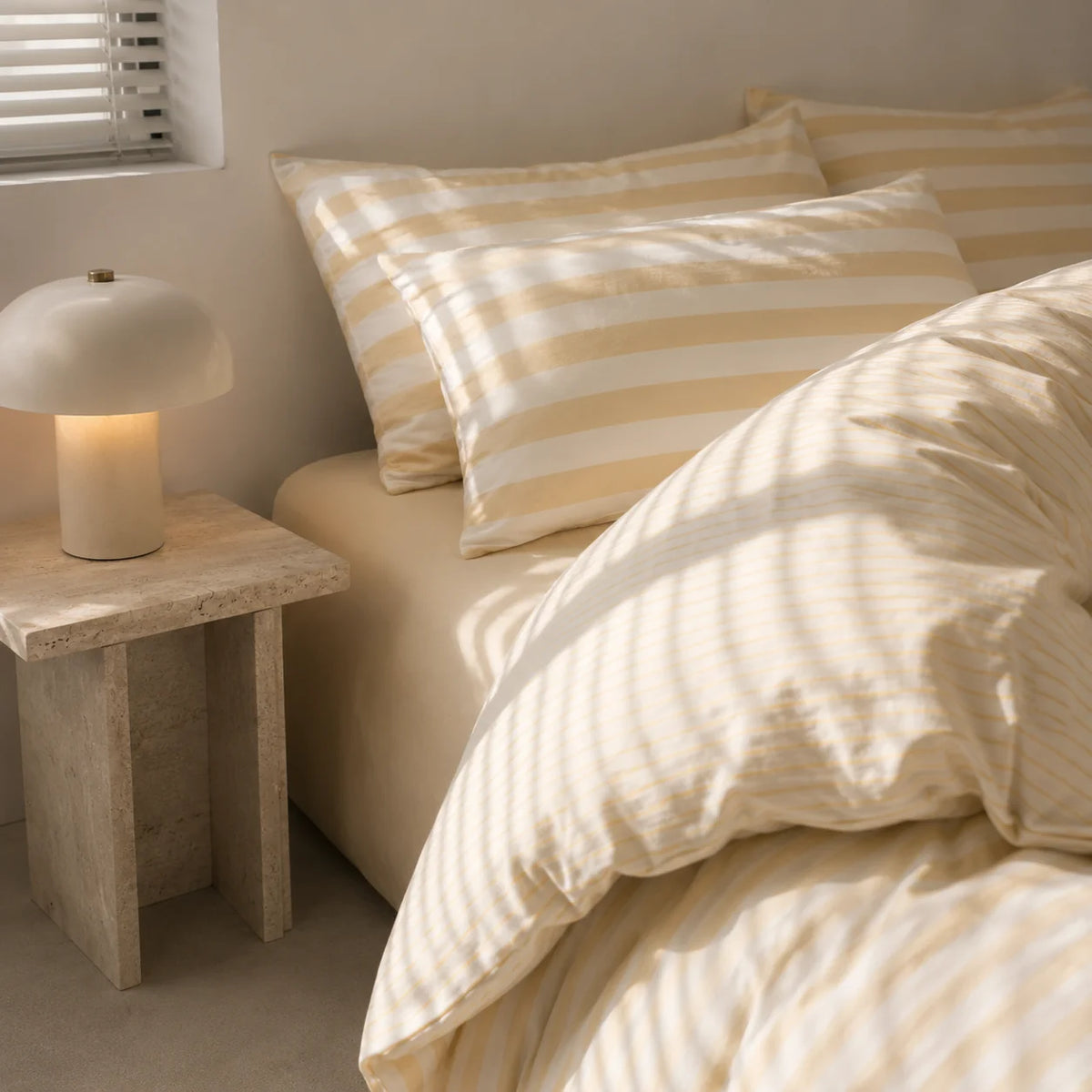 Elara Haus Noosa Striped Bedding Set - Cotton Blend Doona Cover & Pillowcases 0