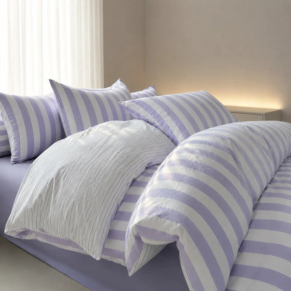 Elara Haus Noosa Striped Bedding Set - Cotton Blend Doona Cover & Pillowcases 3