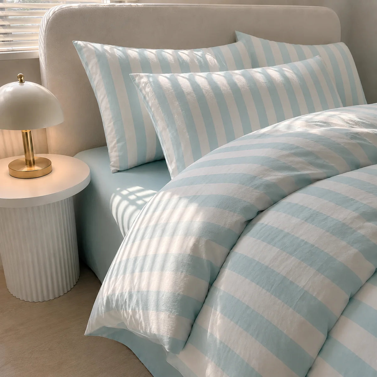 Elara Haus Noosa Striped Bedding Set - Cotton Blend Doona Cover & Pillowcases 4