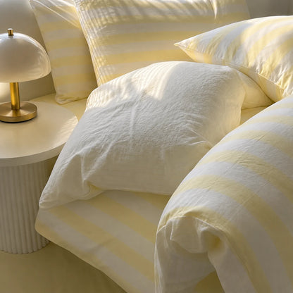 Elara Haus Noosa Striped Bedding Set - Cotton Blend Doona Cover & Pillowcases 5
