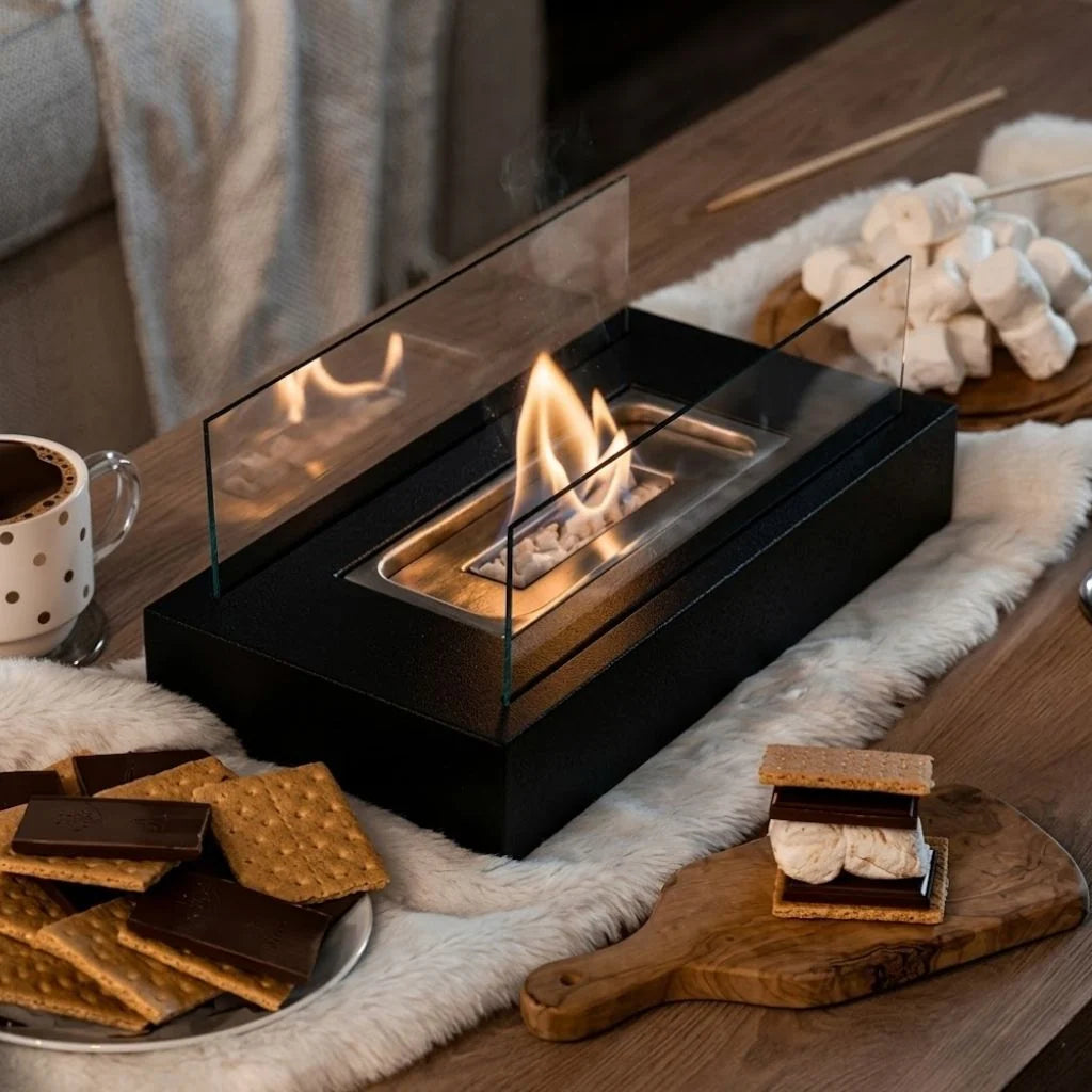Elara Haus Fire Pit Tabletop - Tempered Glass Minimalist Design 4