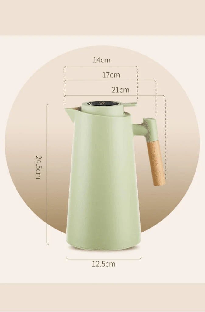 Elara Haus Thermal Jug - Glass with Wooden Handle Temperature Display 4