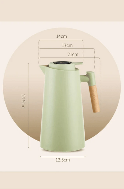 Elara Haus Thermal Jug - Glass with Wooden Handle Temperature Display 4