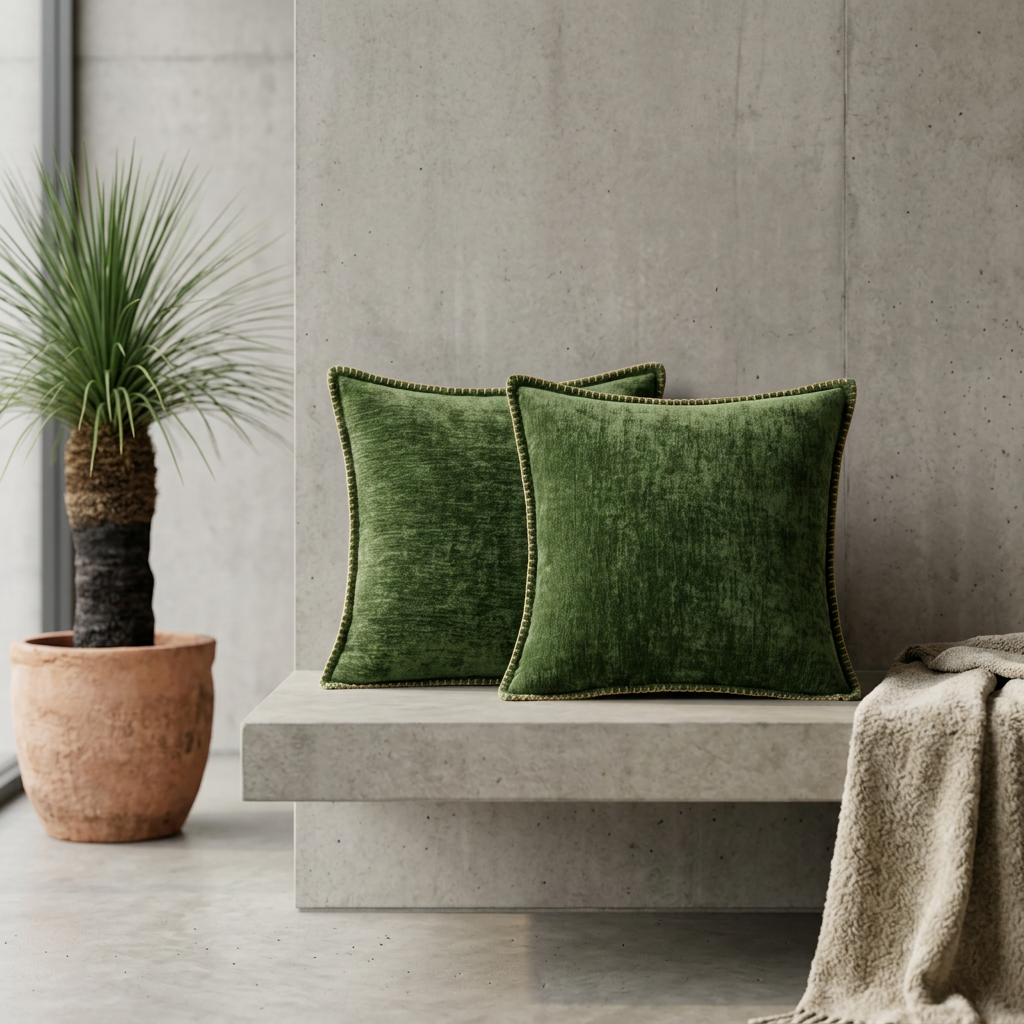 Throw Pillow Cover Pair – Ball-Fringe Trim