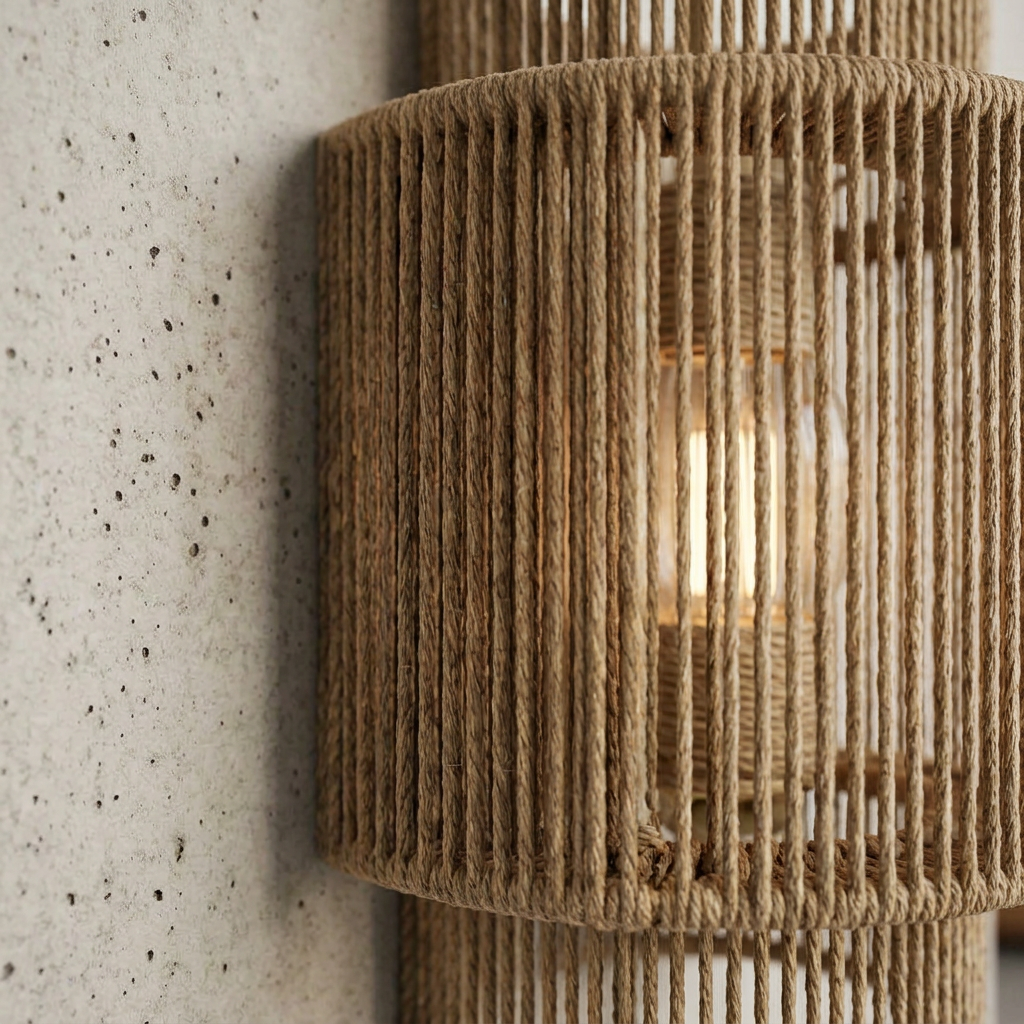 Tiered Rattan Wall Light Fixture
