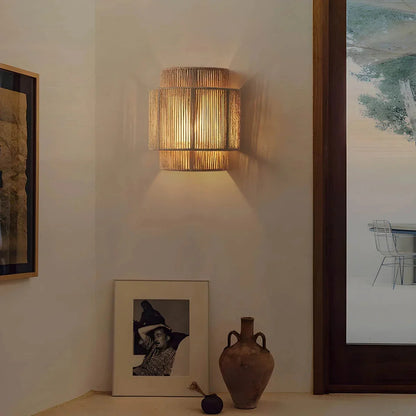 Elara Haus Wall Light - Eco-Friendly Natural Fibre Woven Rope Sconce Light 3